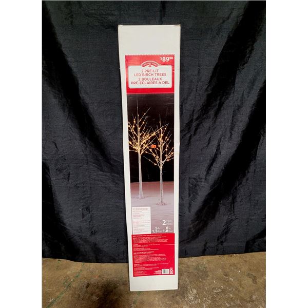 Holiday Time 2 Pre-Lit LED Birch Trees