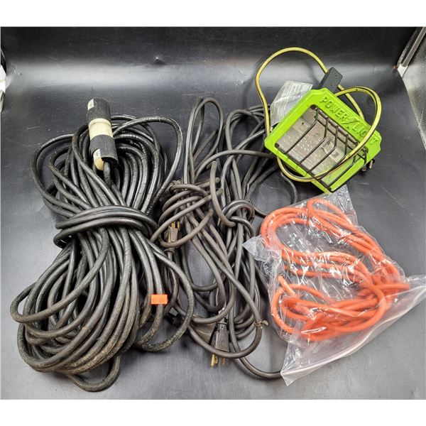 Power Light Portable Light & Extension Cord Lot