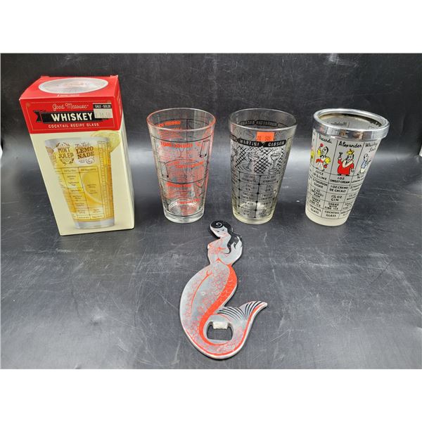 Cocktail Recipe Glasses & Mermaid Décor