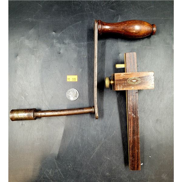 Antique Hand Crank & Crown Tools Marking & Mortice Gauge Made in England
