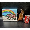 Image 1 : Carved Native Wood Piece & Signed Print