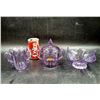 Image 1 : Purple Creamer & Sugar Set and Ruffled Bowl