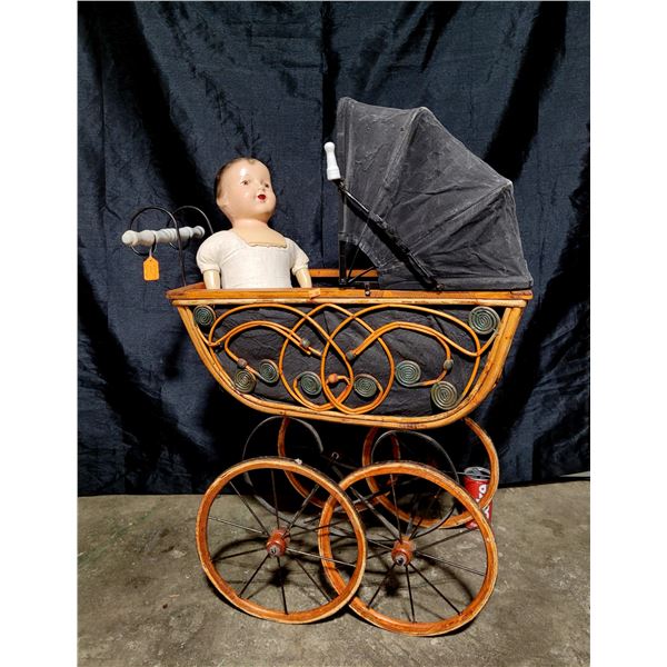 Vintage Doll Carriage & Doll