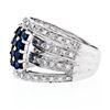 Image 5 : New 18K White Gold 3.15 ctw Calibre Square Sapphire Cluster Quad Row Diamond Rin