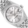 Image 1 : Rolex Ladies Stainless Steel Midsize 31MM Silver Index 18K Gold Fluted Bezel Dat