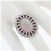Image 3 : NEW Platinum 8.20 ctw GIA Oval Cabochon Opal w/ Ruby & Diamond Halo Cocktail Rin