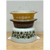 Image 1 : Lot of Pyrex Round Casseroles - 3 Dishes & 2 Lids Largest 2.5Qt - see all photos