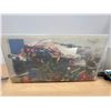 Image 9 : Bin of Lego with Mini Figures Minifigs - see all photos for details - bin approx: 23x14" & 11"T