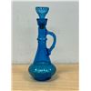 Image 1 : Mid Century Blue Glass Bottle & Stopper Decanter - Approx: 13"T