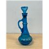 Image 4 : Mid Century Blue Glass Bottle & Stopper Decanter - Approx: 13"T