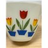 Image 4 : Vintage Fire King Ivory Tulips Grease Jar - couple small knicks - Approx: 5.5"W see all photos