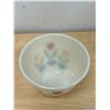 Image 5 : Vintage Fire King Ivory Tulips Grease Jar - couple small knicks - Approx: 5.5"W see all photos