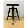 Image 3 : Vintage Wood Glass Ball Feet Adjustable Piano Stool - Seat 14" wide - Seat height 18.5-21.5"