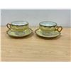 Image 1 : 2 Unusual Hand Painted Castle Japan Teacups & Saucers - see all photos