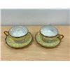 Image 2 : 2 Unusual Hand Painted Castle Japan Teacups & Saucers - see all photos