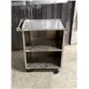 Image 4 : Stainless Steel Rolling Utility Cart on Casters  - Approx: 27.5x15.5" & 33"T
