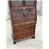 Image 2 : Antique Oak Drop Front Secretary Desk / Cabinet - Approx: 32x16.5" & 67.5"T see all photos