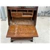 Image 6 : Antique Oak Drop Front Secretary Desk / Cabinet - Approx: 32x16.5" & 67.5"T see all photos