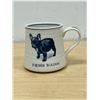 Molly Hatch Art Pottery French Bulldog Dog Coffee Mug 3.75"T