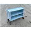 Image 1 : Baby Blue Metal Utility Cart on Casters, couple dings Approx: 39x12" & 28"T see all photos