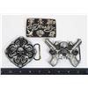 Image 1 : THREE BELT BUCKLES INCLUDING SKULLS, AND ED HARDY