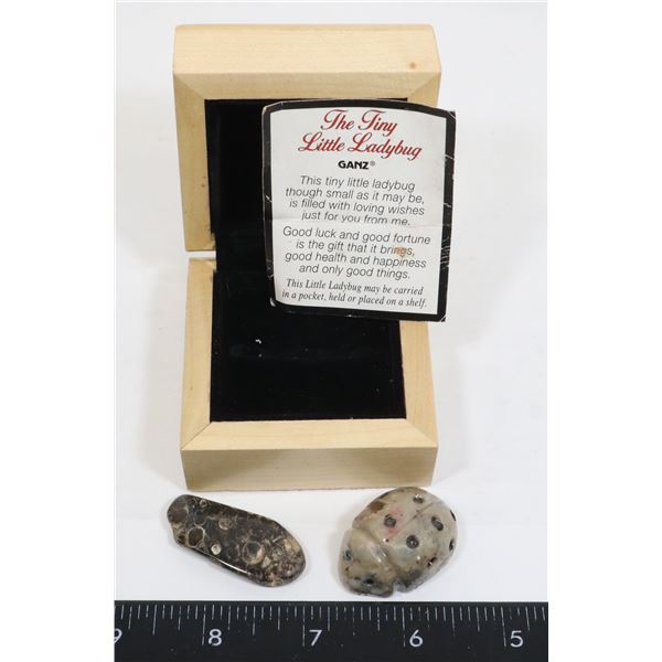 STONE LADYBUG IN GIFT BOX WITH PAPERWORK