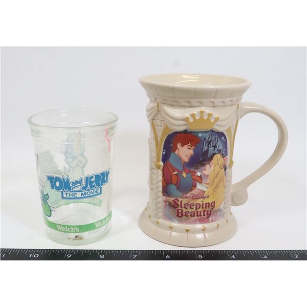 VINTAGE TOM AND JERRY GLASS AND DISNEY SLEEPING