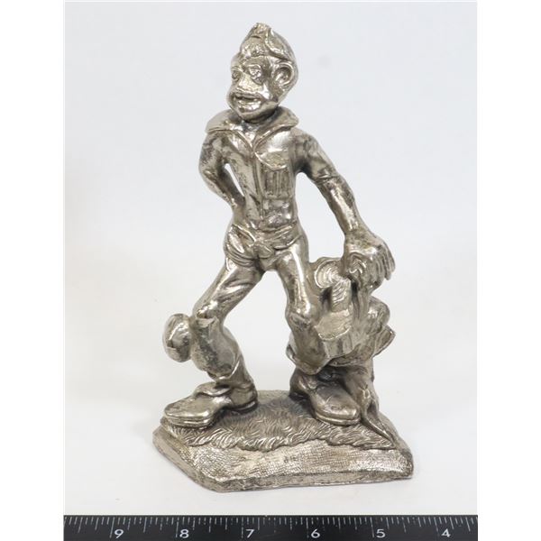 PEWTER FIGURINE OF MAN SIGNED “MM” MADE IN ITALY