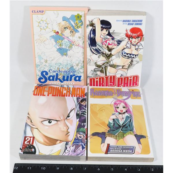 FOUR ANIME MANGA BOOKS: ONE PUNCH MAN, CARDCAPTOR