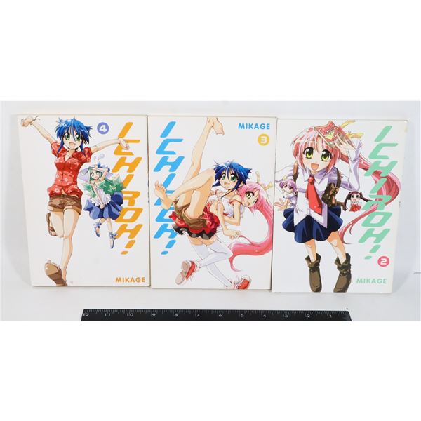 THREE ANIME MANGA BOOKS: ICHIROH! 2, 3, AND 4