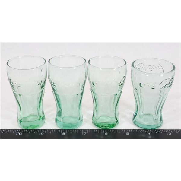 4 MINIATURE " COCA COLA" GLASSES - COLOR GREEN
