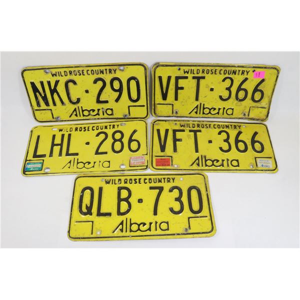 BUNDLE OF VINTAGE BLACK/ YELLOW ALBERTA LICENSE
