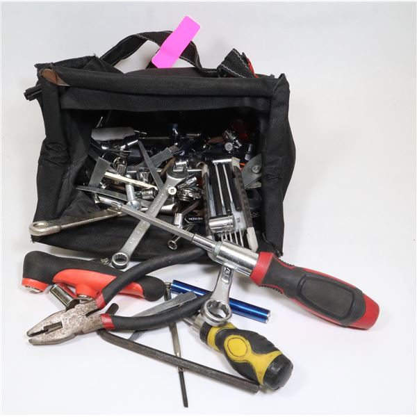 BAG OF ASSORTED TOOLS, WRENCHES, ALLEN KEY,