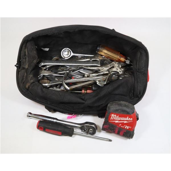 MILWAUKEE TOOL BAG FULL OF ASSORTED TOOLS INCLUDING