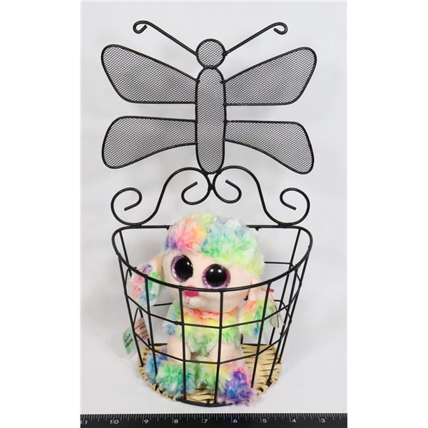 BUTTERFLY BASKET & TY BEANIE BOOS RAINBOW THE