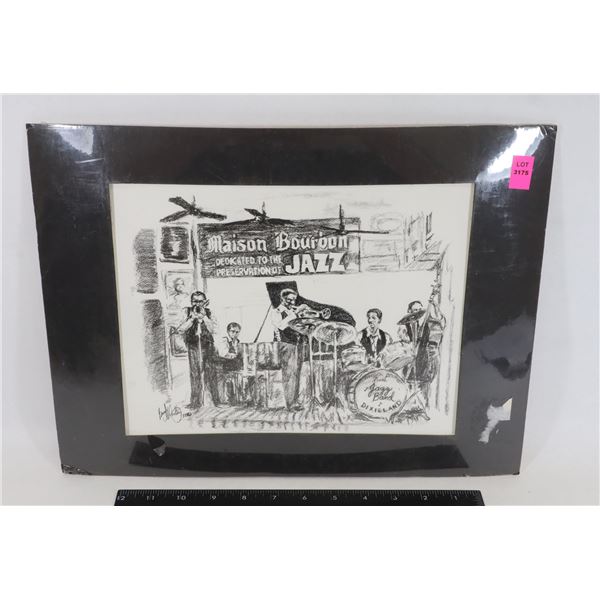 16" X 12" MATTED UNFRAMED JAZZ BAND PRINT
