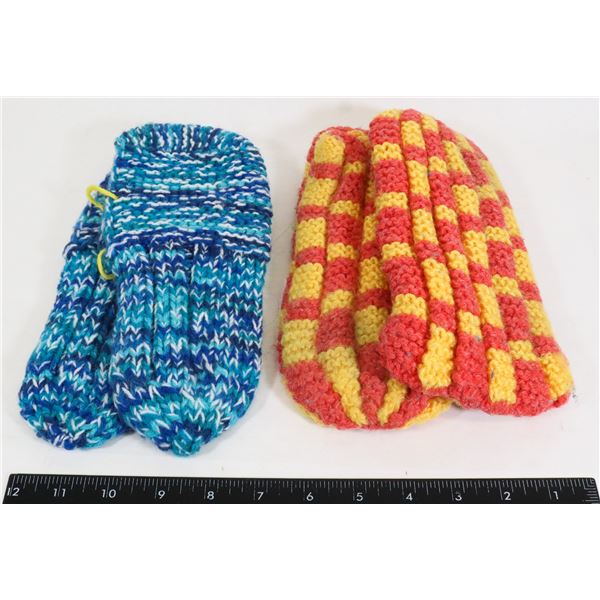 TWO PAIRS OF HOME MADE SLIPPERS