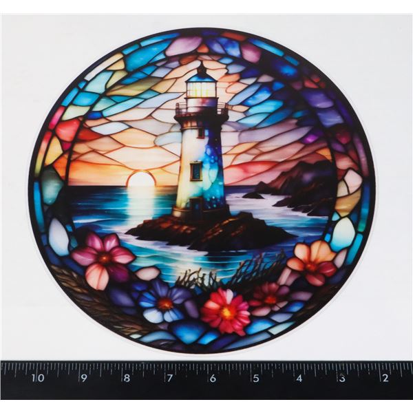 NEW 9" DIAMETER LIGHTHOUSE THEME WINDOW STICKER