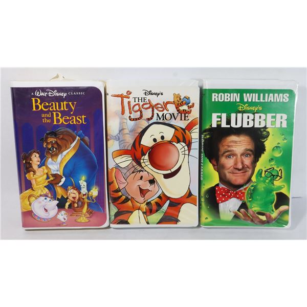 3 WALT DISNEY VHS TAPES. BEAUTY AND THE BEAST,