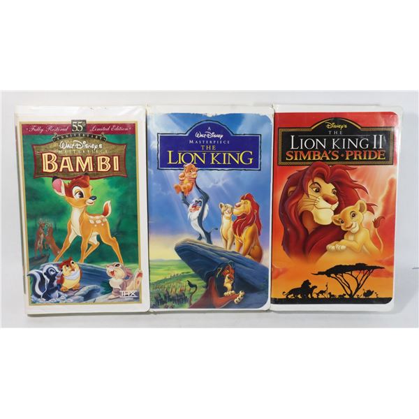 3 WALT DISNEY VHS TAPES WALT DISNEY'S MASTER PIECE
