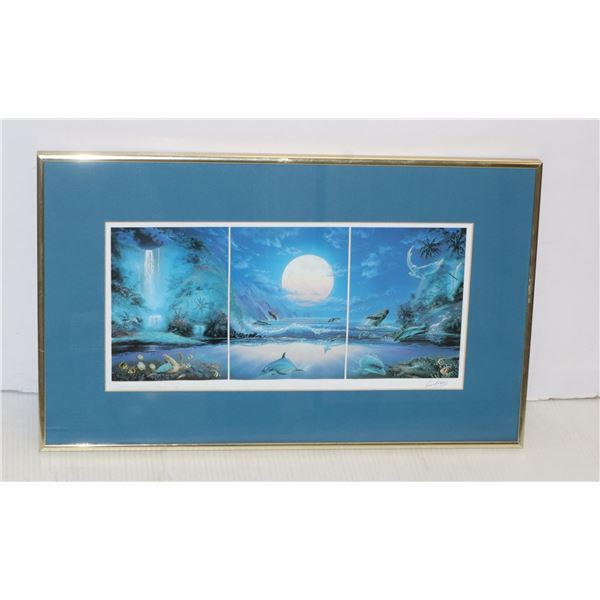 NEW OCEAN SCENERY FRAMED 3 PIECE PICTURE
