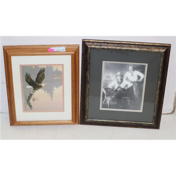 EAGLE PICTURE FRAMED WITH COWBOYS PICTURE