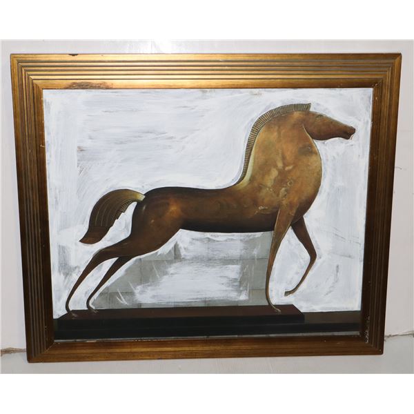 FRAMED HORSE PAINTING ON CANVAS