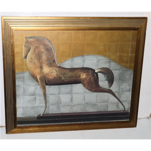FRAMED HORSE PAINTING ON CANVAS