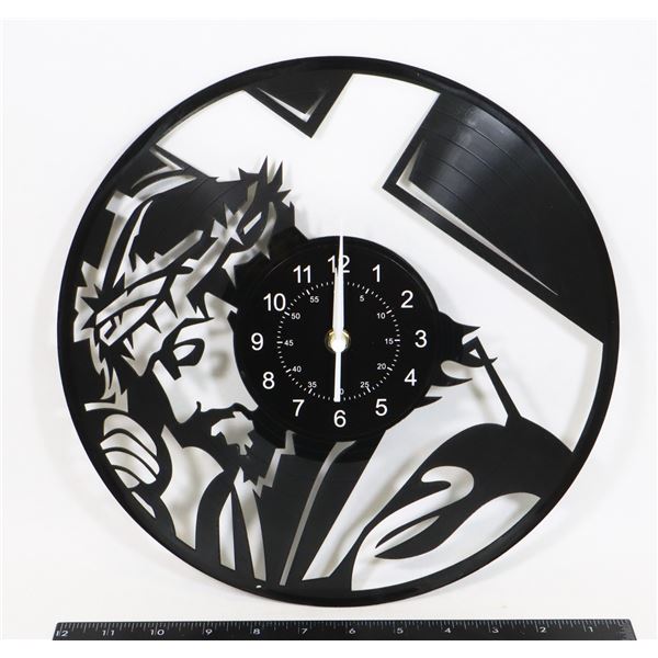 NEW JESUS THEME VINYL RECORD ENGRAVED WALL CLOCK