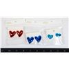 Image 1 : 3 NEW PAIRS TURQUOISE, RED AND BLUE OF HEART