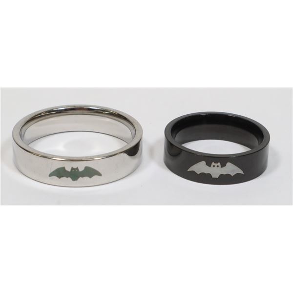 NEW BAT THEME COUPLES STAINLESS STEEL RINGS SIZE 7
