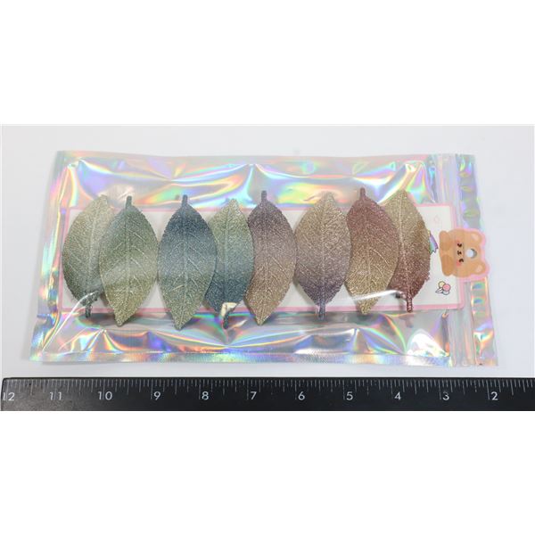 NEW SHIMMER FABRIC LEAF ALLIGATOR CLIP HAIR