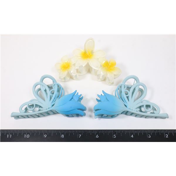 3 NEW FLOWER DESIGN CLAW CLIP HAIR CLIPS