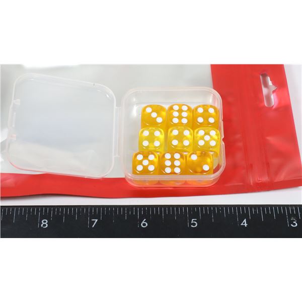 NEW 9 PC SET SIX SIDED YELLOW DICE (6 HONEY YELLOW